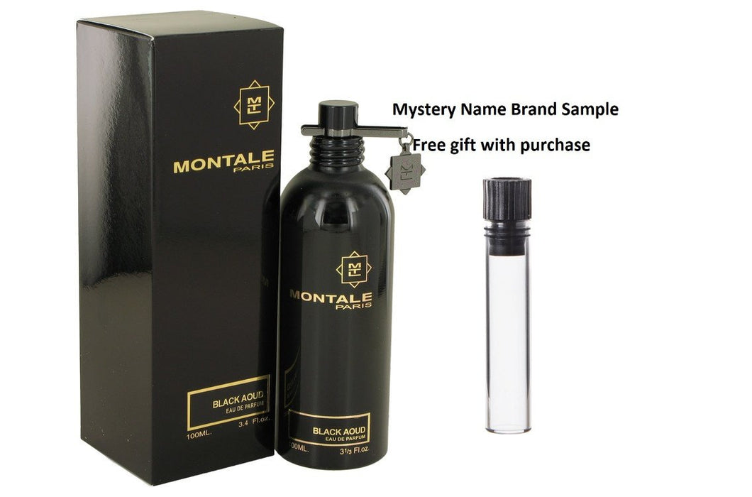 Montale Black Aoud by Montale Eau De Parfum Spray (Unisex) 3.4 oz And a Mystery Name brand sample vile