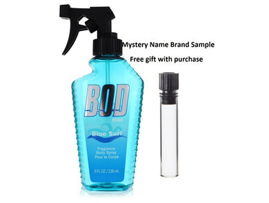 Bod Man Blue Surf by Parfums De Coeur Body Spray 8 oz And a Mystery Name brand sample vile