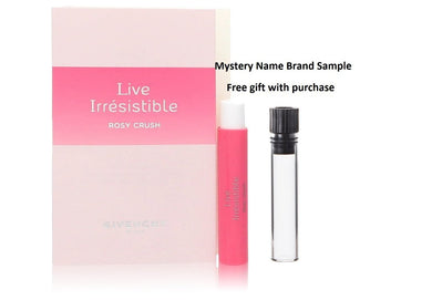 Live Irresistible Rosy Crush by Givenchy Vial (sample) .03 oz And a Mystery Name brand sample vile