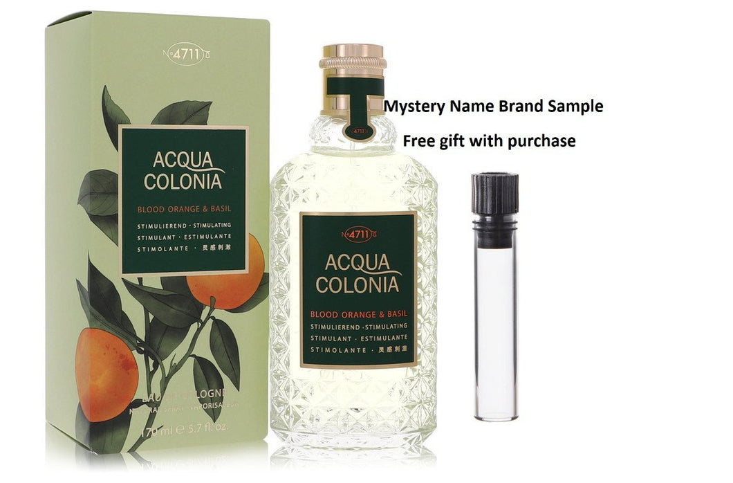 4711 Acqua Colonia Blood Orange & Basil by 4711 Eau De Cologne Spray (Unisex) 5.7 oz And a Mystery Name brand sample vile