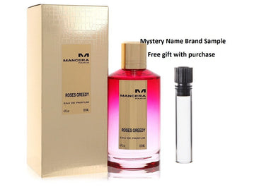 Mancera Roses Greedy by Mancera Eau De Parfum Spray (Unisex) 4 oz And a Mystery Name brand sample vile