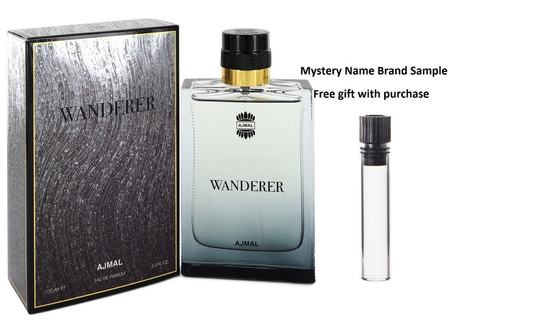 Ajmal Wanderer by Ajmal Eau De Parfum Spray 3.4 oz And a Mystery Name brand sample vile