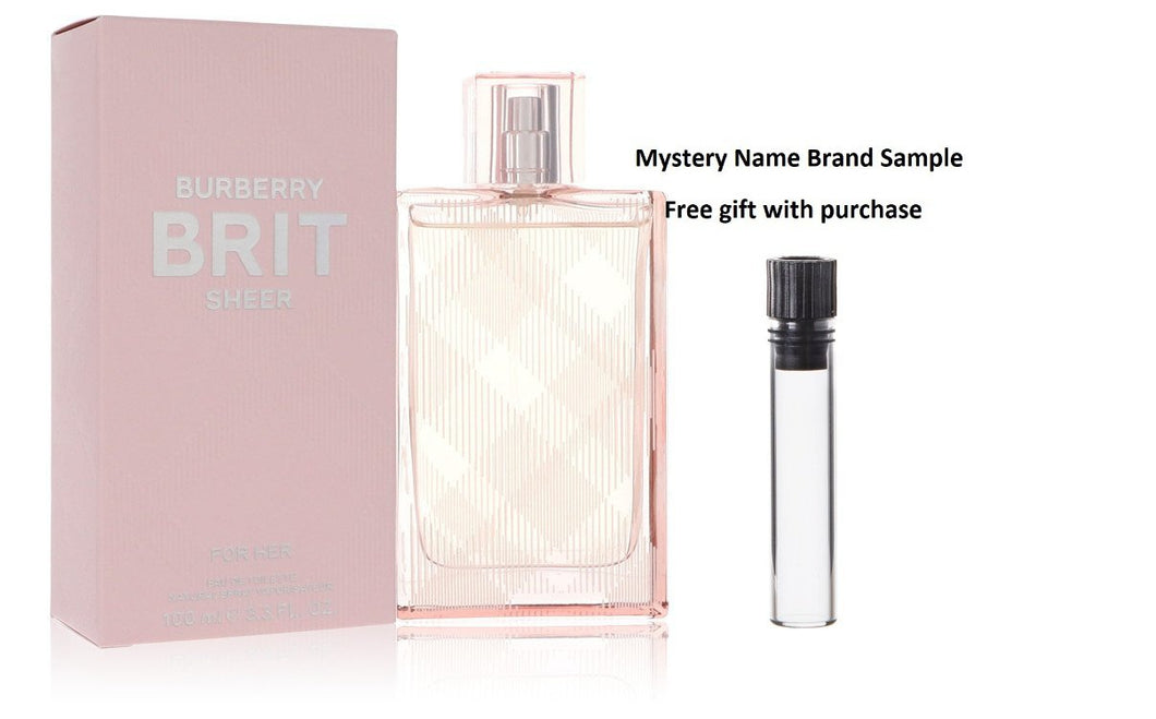Burberry Brit Sheer by Burberry Eau De Toilette Spray 3.4 oz And a Mystery Name brand sample vile