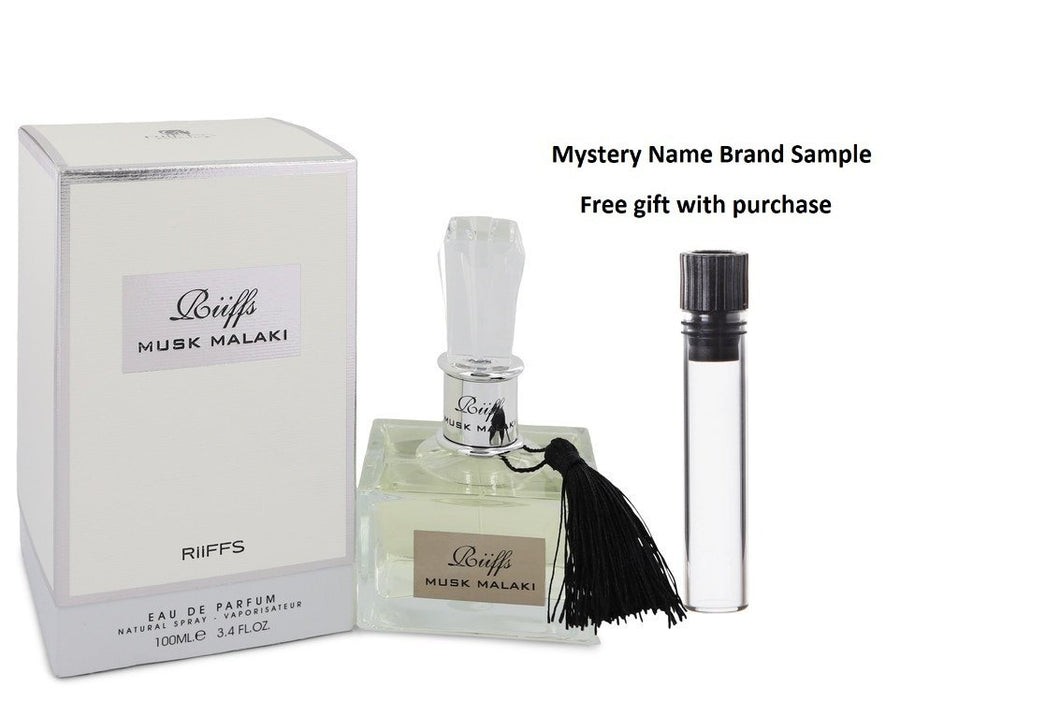 Riiffs Musk Malaki by Riiffs Eau De Parfum Spray (Unisex) 3.4 oz And a Mystery Name brand sample vile