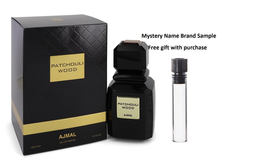 Ajmal Patchouli Wood by Ajmal Eau De Parfum Spray (Unisex) 3.4 oz And a Mystery Name brand sample vile