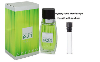 Azzaro Aqua Verde by Azzaro Eau De Toilette Spray 2.6 oz And a Mystery Name brand sample vile