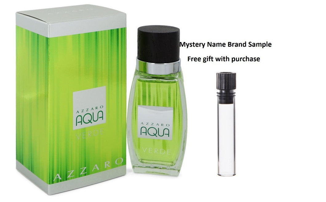 Azzaro Aqua Verde by Azzaro Eau De Toilette Spray 2.6 oz And a Mystery Name brand sample vile
