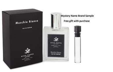 Muschio Bianco (White Musk/Moss) by Acca Kappa Eau De Parfum Spray (Unisex) 3.3 oz And a Mystery Name brand sample vile