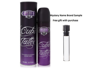 Cuba Tattoo by Fragluxe Eau De Parfum Spray 3.4 oz And a Mystery Name brand sample vile