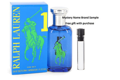 Big Pony Blue by Ralph Lauren Eau De Toilette Spray 1.7 oz And a Mystery Name brand sample vile