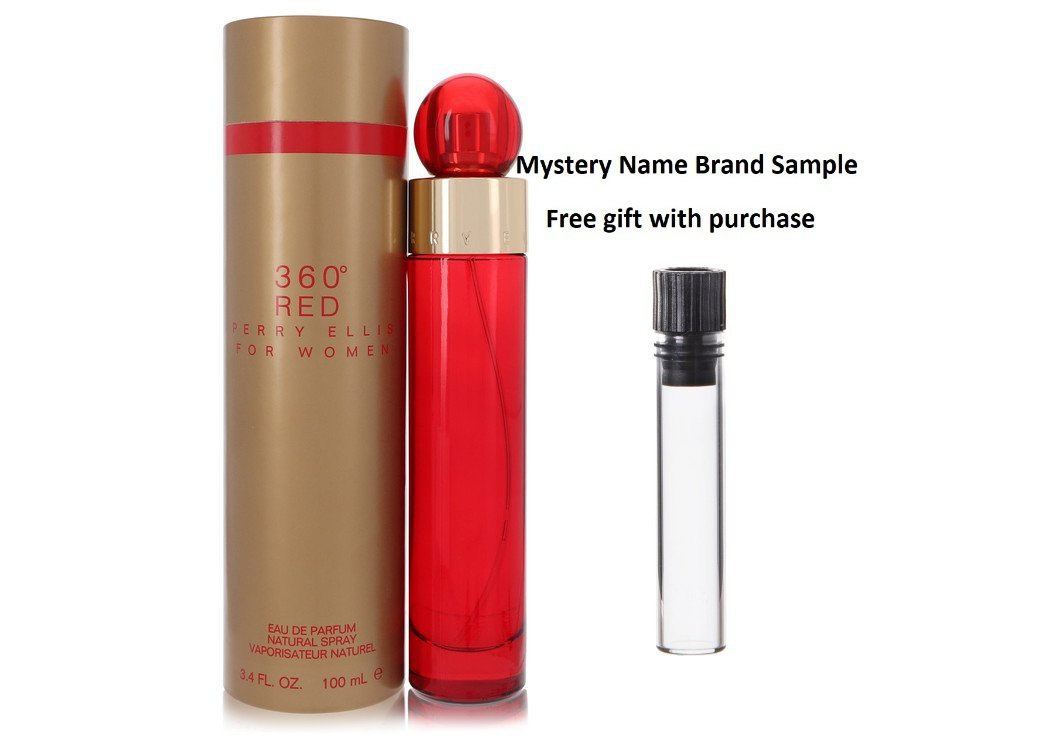 Perry Ellis 360 Red by Perry Ellis Eau De Parfum Spray 3.4 oz And a Mystery Name brand sample vile