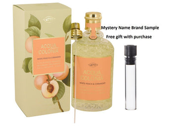 4711 Acqua Colonia White Peach & Coriander by 4711 Eau De Cologne Spray (Unisex) 5.7 oz And a Mystery Name brand sample vile