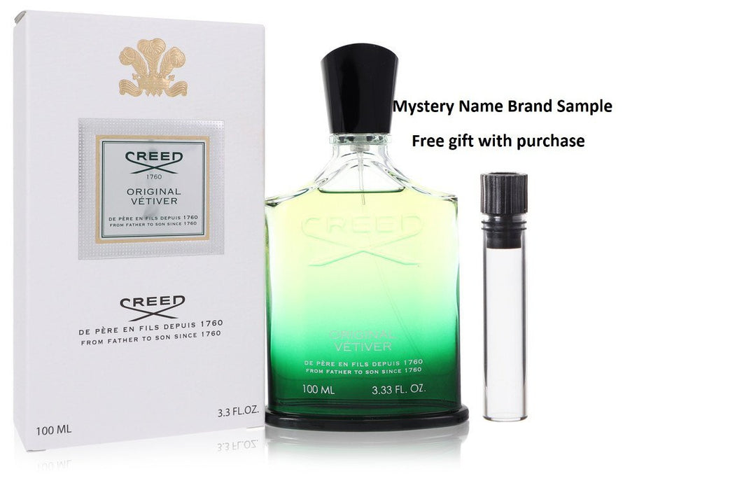 Original Vetiver by Creed Eau De Parfum Spray 3.3 oz And a Mystery Name brand sample vile