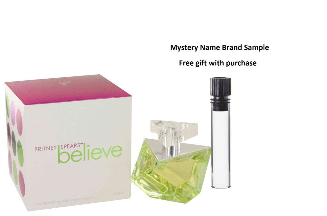 Believe by Britney Spears Eau De Parfum Spray 1.7 oz And a Mystery Name brand sample vile