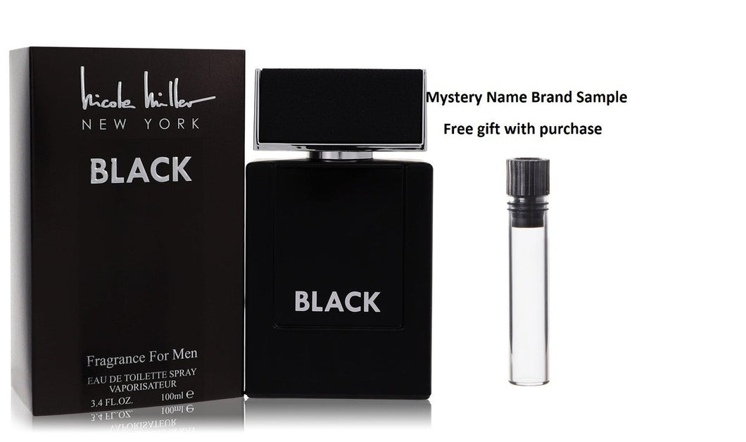 Nicole Miller Black by Nicole Miller Eau De Toilette Spray 3.4 oz And a Mystery Name brand sample vile