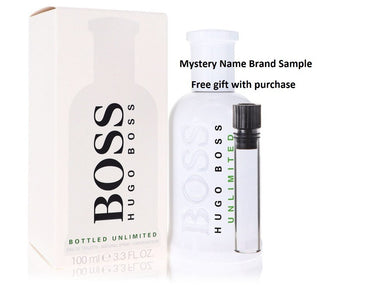 Boss Bottled Unlimited by Hugo Boss Eau De Toilette Spray 3.3 oz And a Mystery Name brand sample vile