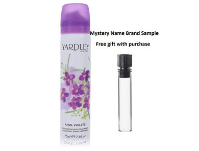 April Violets by Yardley London Body Spray 2.6 oz And a Mystery Name brand sample vile