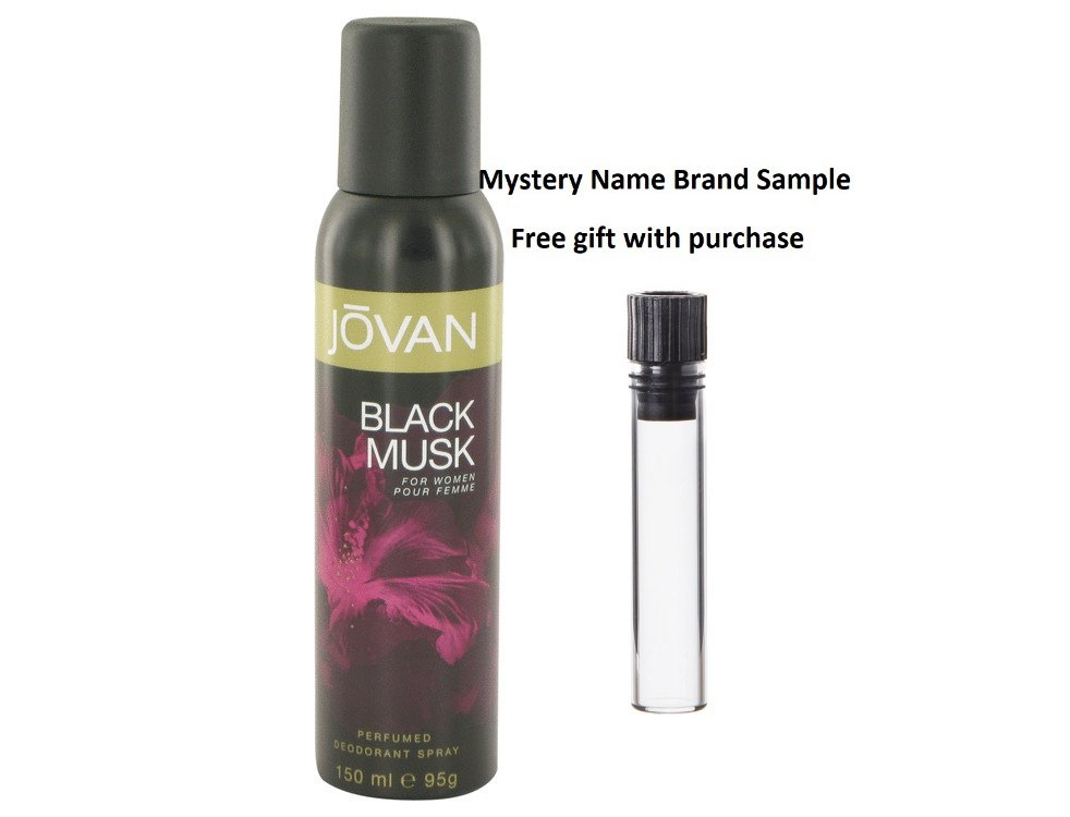 Jovan Black Musk by Jovan Deodorant Spray 5 oz And a Mystery Name brand sample vile