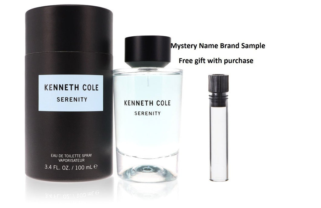 Kenneth Cole Serenity by Kenneth Cole Eau De Toilette Spray (Unisex) 3.4 oz And a Mystery Name brand sample vile