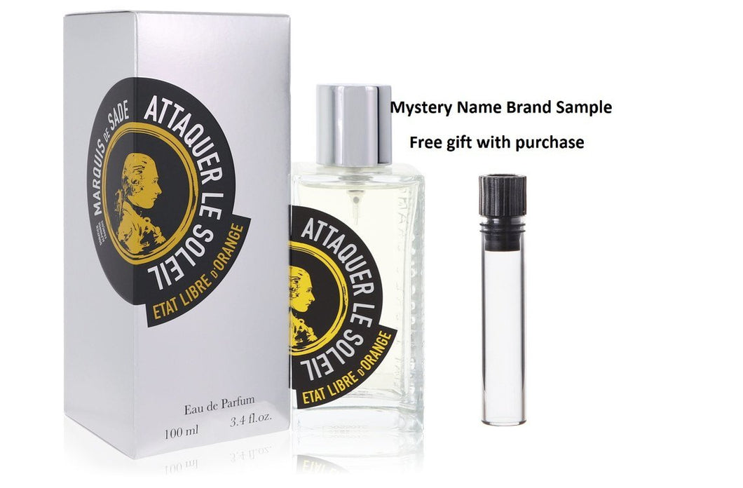 Marquis De Sade Attaquer Le Soleil by Etat Libre d'Orange Eau De Parfum Spray (Unisex) 3.38 oz And a Mystery Name brand sample vile