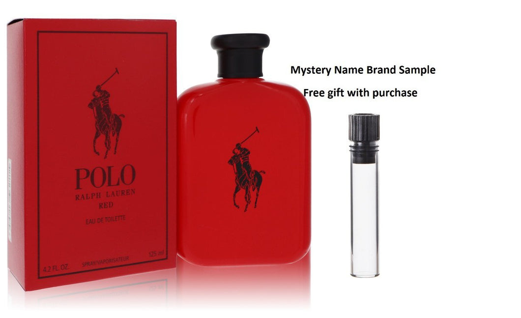 Polo Red by Ralph Lauren Eau De Toilette Spray 4.2 oz And a Mystery Name brand sample vile
