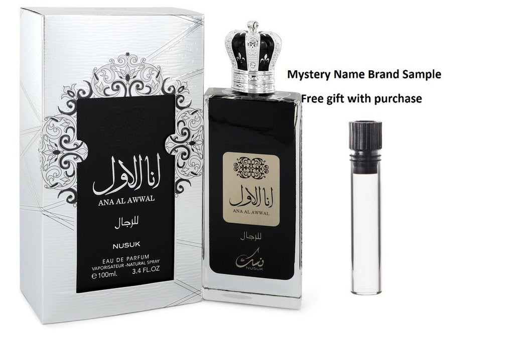 Ana Al Awwal by Nusuk Eau De Parfum Spray 3.4 oz And a Mystery Name brand sample vile