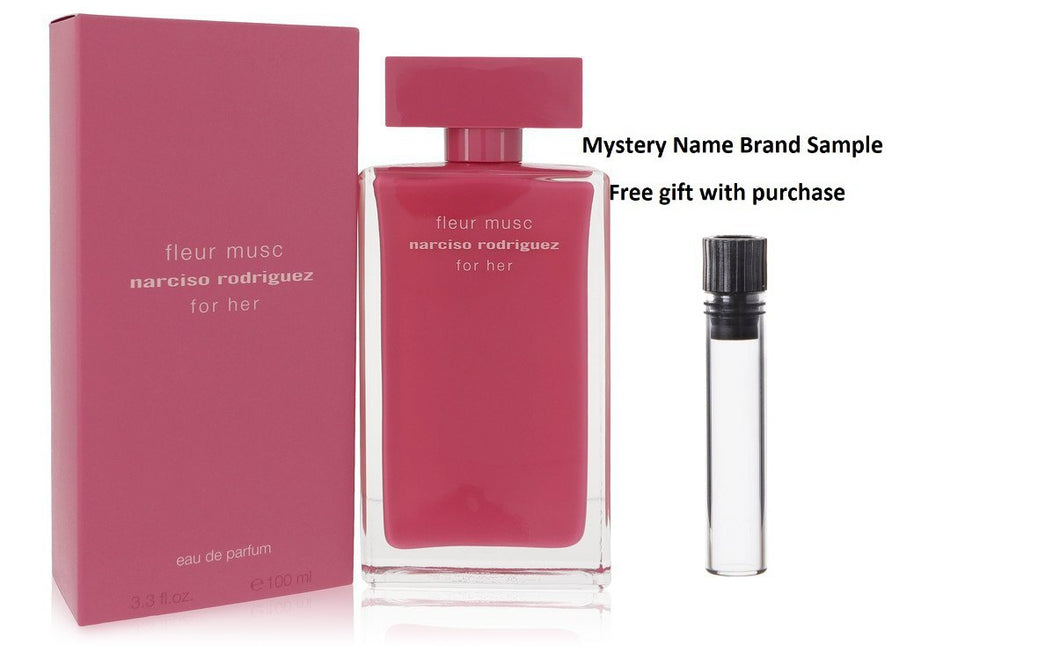 Narciso Rodriguez Fleur Musc by Narciso Rodriguez Eau De Parfum Spray 3.3 oz And a Mystery Name brand sample vile