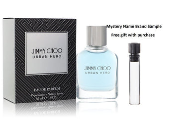 Jimmy Choo Urban Hero by Jimmy Choo Eau De Parfum Spray 1 oz And a Mystery Name brand sample vile