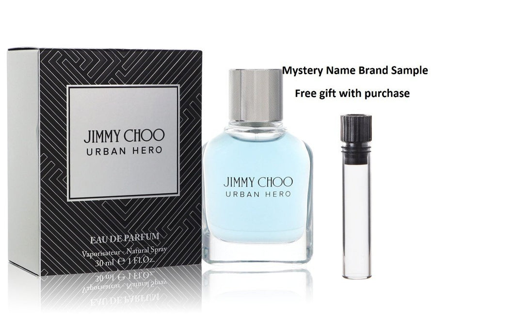 Jimmy Choo Urban Hero by Jimmy Choo Eau De Parfum Spray 1 oz And a Mystery Name brand sample vile