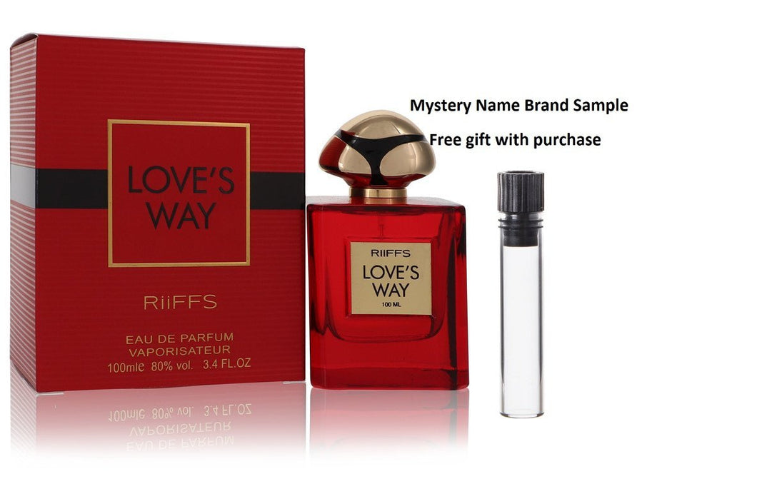 Love's Way by Riiffs Eau De Parfum Spray 3.4 oz And a Mystery Name brand sample vile