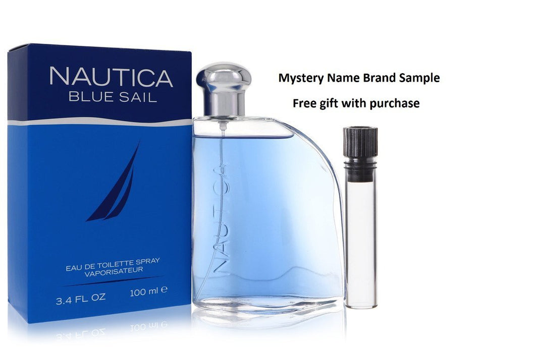 Nautica Blue Sail by Nautica Eau De Toilette Spray 3.4 oz And a Mystery Name brand sample vile