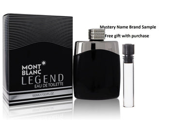 MontBlanc Legend by Mont Blanc Eau De Toilette Spray 3.4 oz And a Mystery Name brand sample vile