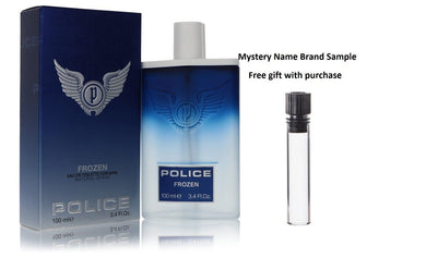 Police Frozen by Police Colognes Eau De Toilette Spray 3.4 oz And a Mystery Name brand sample vile
