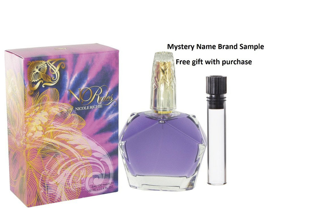 No Rules by Nicole Richie Eau De Parfum Spray 3.4 oz And a Mystery Name brand sample vile