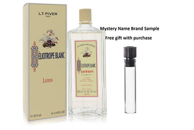 Heliotrope Blanc by LT Piver Lotion (Eau De Toilette) 14.25 oz And a Mystery Name brand sample vile