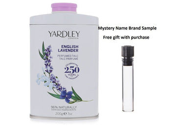English Lavender by Yardley London Talc 7 oz And a Mystery Name brand sample vile