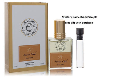 Nicolai Incense Oud by Nicolai Eau De Parfum Spray (Unisex) 1 oz And a Mystery Name brand sample vile