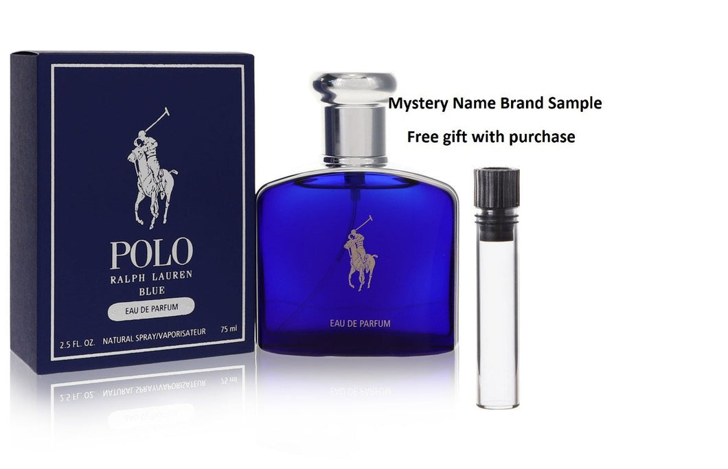 Polo Blue by Ralph Lauren Eau De Parfum Spray 2.5 oz And a Mystery Name brand sample vile