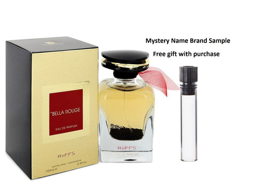 Bella Rouge by Riiffs Eau De Parfum Spray (Unisex) 3.4 oz And a Mystery Name brand sample vile