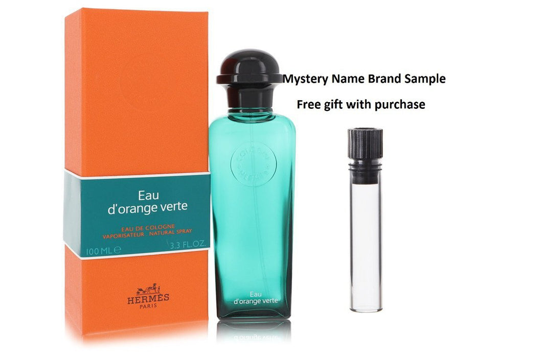 EAU D'ORANGE VERTE by Hermes Eau De Cologne Spray (Unisex) 3.4 oz And a Mystery Name brand sample vile