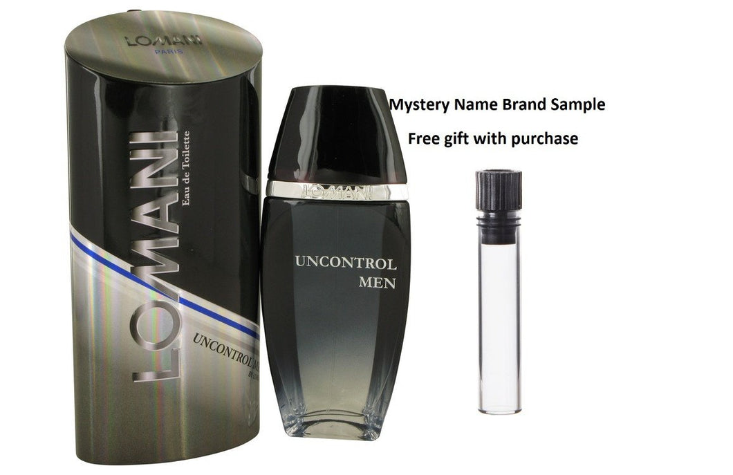 Lomani Uncontrol by Lomani Eau De Toilette Spray 3.4 oz And a Mystery Name brand sample vile