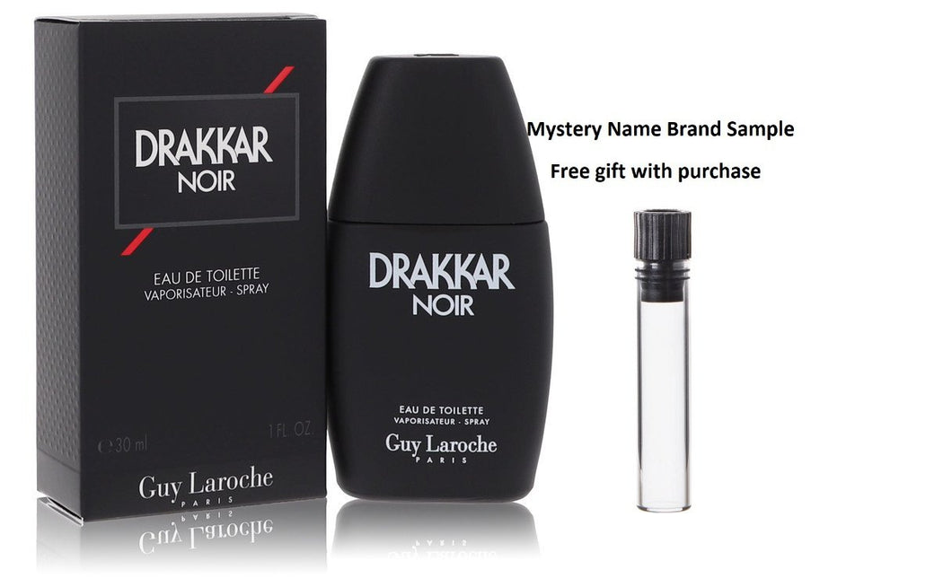 DRAKKAR NOIR by Guy Laroche Eau De Toilette Spray 1 oz And a Mystery Name brand sample vile