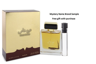 Oud Khas by Nusuk Eau De Parfum Spray (Unisex) 3.4 oz And a Mystery Name brand sample vile