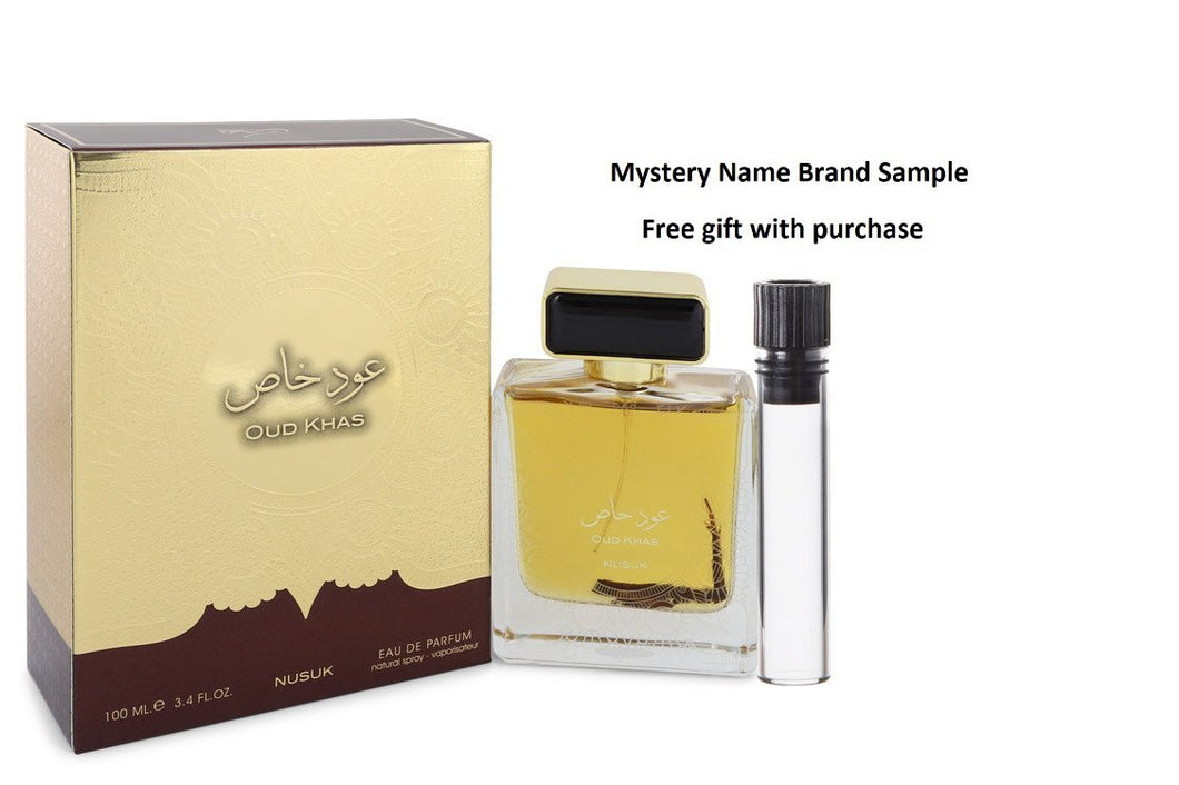 Oud Khas by Nusuk Eau De Parfum Spray (Unisex) 3.4 oz And a Mystery Name brand sample vile