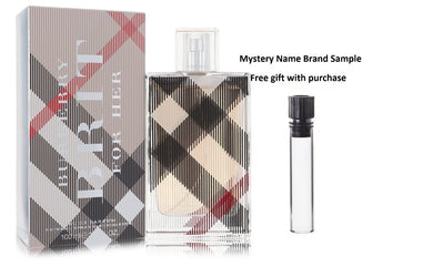 Burberry Brit by Burberry Eau De Parfum Spray 3.4 oz And a Mystery Name brand sample vile