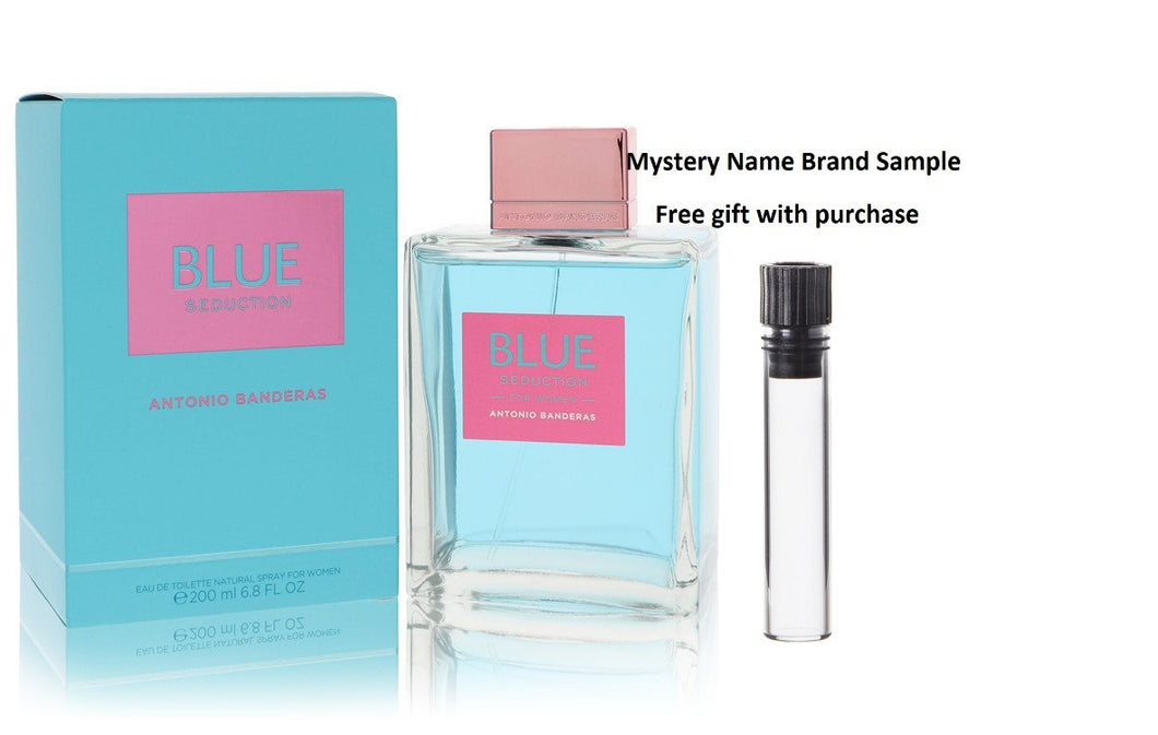 Blue Seduction by Antonio Banderas Eau De Toiette Spray 6.75 oz And a Mystery Name brand sample vile