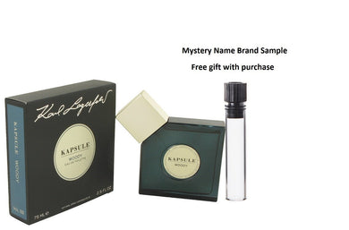 Kapsule Woody by Karl Lagerfeld Eau De Toilette Spray 2.5 oz And a Mystery Name brand sample vile