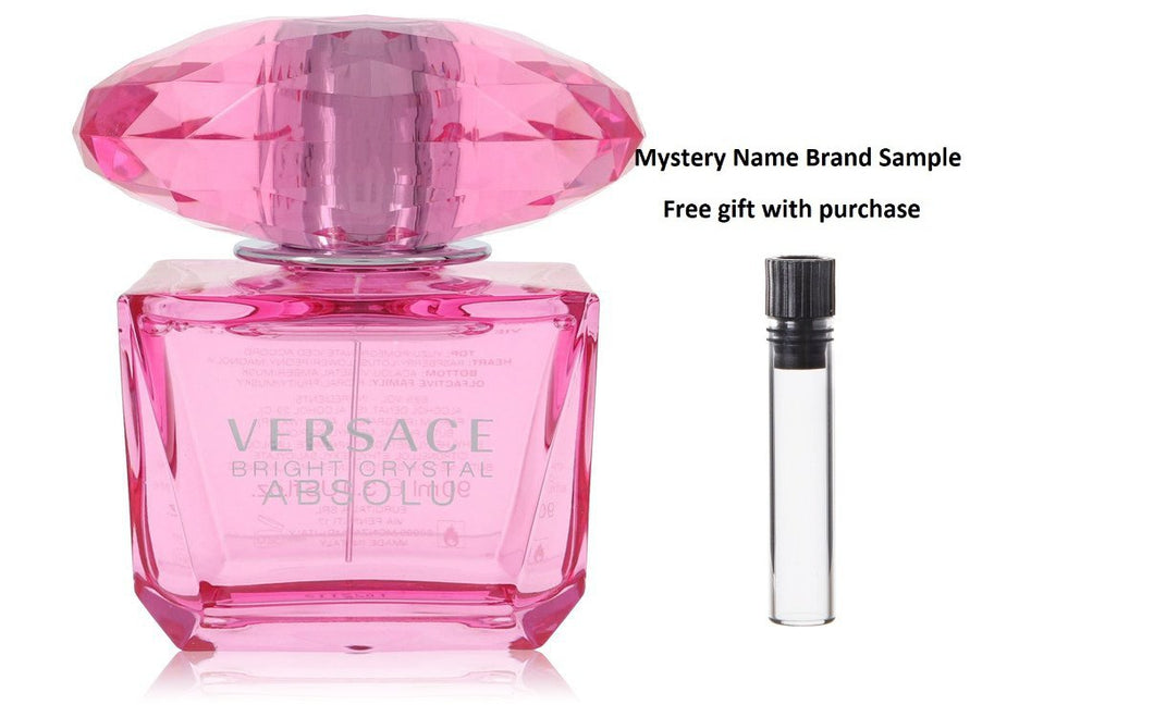 Bright Crystal Absolu by Versace Eau De Parfum Spray (Tester) 3 oz And a Mystery Name brand sample vile