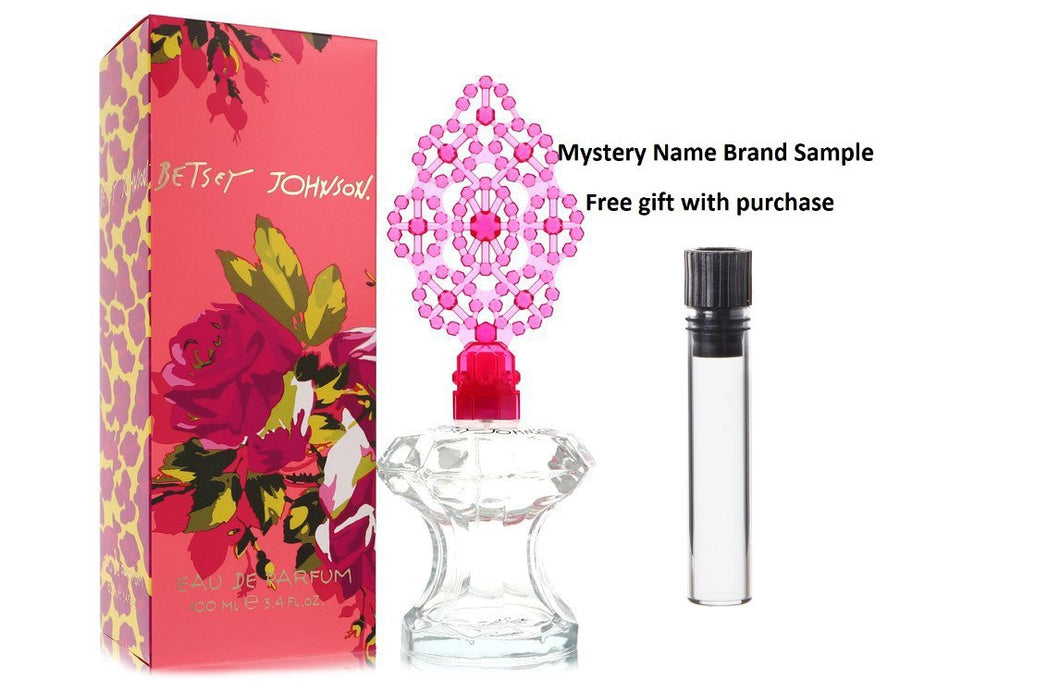 Betsey Johnson by Betsey Johnson Eau De Parfum Spray 3.4 oz And a Mystery Name brand sample vile