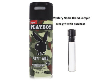 Playboy Play It Wild by Playboy Deodorant Spray 5 oz And a Mystery Name brand sample vile